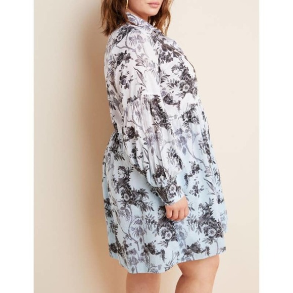 Anthropologie Lavinia White Blue Floral Embroidered Long Sleeve Shirtdress NWT - Picture 4 of 16